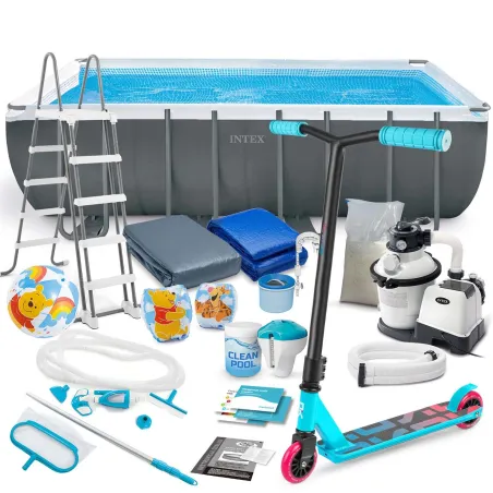 Piscină de grădină cu cadru 549 x 274 x 132 cm, ideală pentru distracție în aer liber, 21în1 INTEX 26356