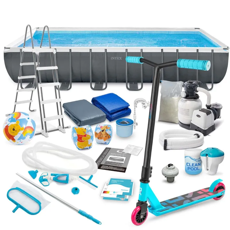 Piscină de grădină cu structură 732 x 366 x 132 cm și accesorii pentru exterior