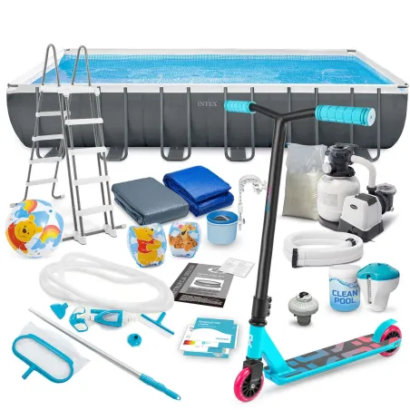 Piscină de grădină cu structură 732 x 366 x 132 cm și accesorii pentru exterior