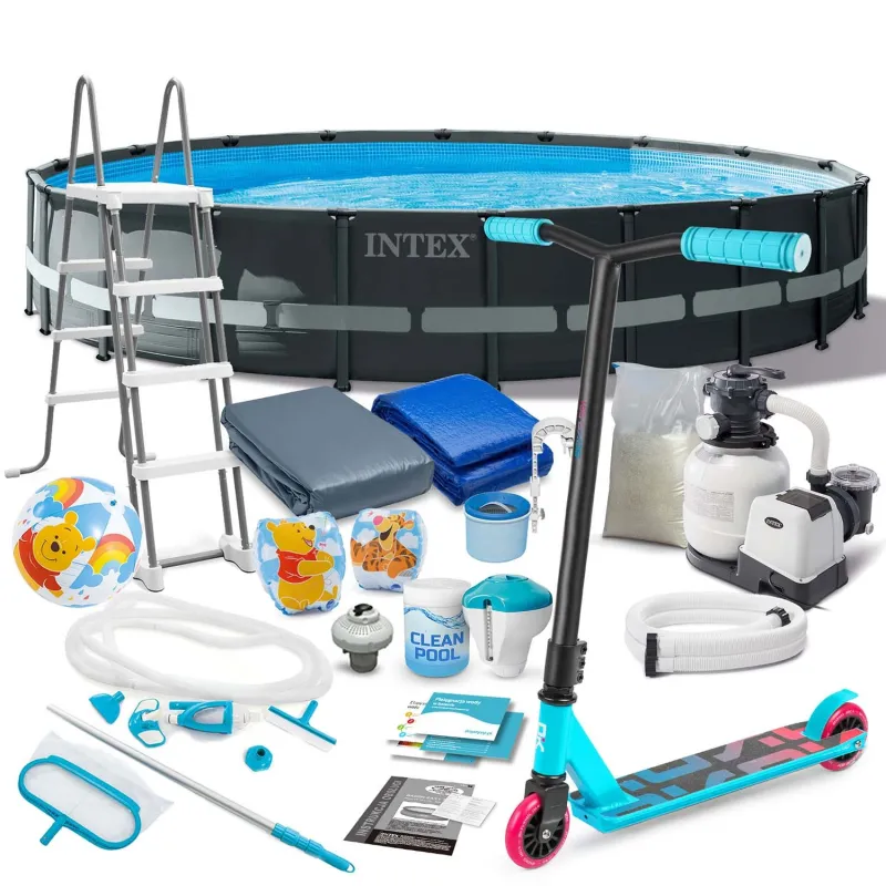 Piscină de grădină 610 x 122 cm cu accesorii și trotineta GRATIS