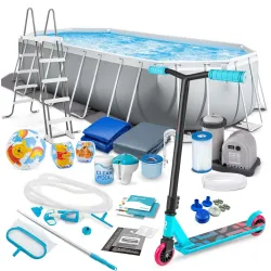 Piscină de grădină 610 x 305 x 122 cm, set 21în1 INTEX 26798 cu trotineta GRATIS