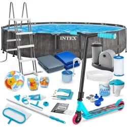 Piscină de grădină cu cadru 549 x 122 cm și 21 de accesorii, perfectă pentru exterior