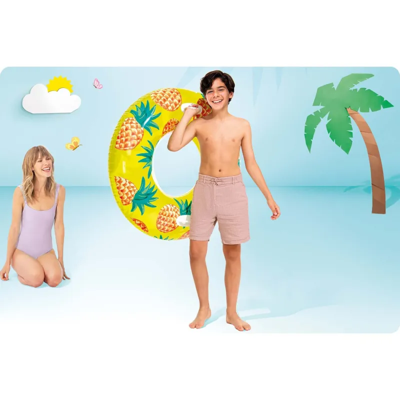 Colac de înot colorat în formă de ananas 107 cm, perfect pentru distracție în apă