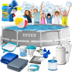 Piscină de grădină cu cadru 305 x 76 cm 15în1 INTEX 26702 + mașină de bule GRATIS