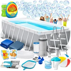 Piscină cu cadru 400 x 200 x 100 cm și aparat de baloane, ideală pentru grădină