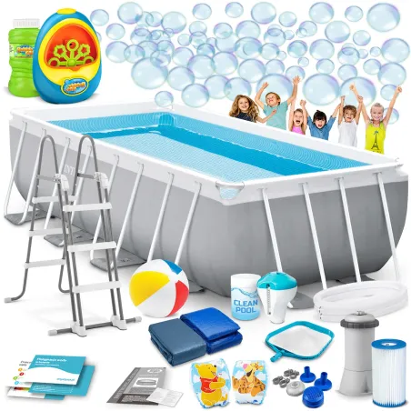 Piscină cu cadru 400 x 200 x 122 cm și aparat de baloane, ideală pentru vară
