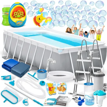 Piscină de grădină 488 x 244 x 107 cm, structură rezistentă pentru distracție în aer liber