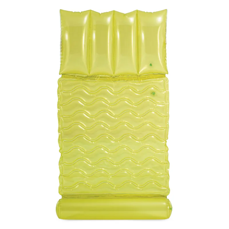 Saltea gonflabilă confortabilă verde lime, ideală pentru zilele la plajă