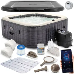Spa gonflabil cu hidromasaj 4 persoane INTEX 28450 + generator de clor