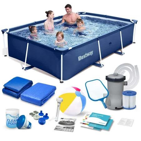 Piscină grădină cu cadru 259x170x61 cm și set 15 în 1 pentru exterior