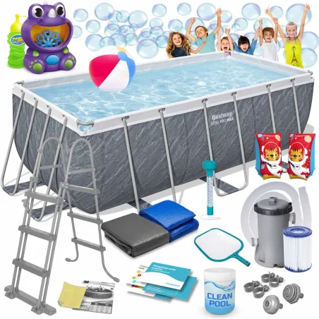 Piscină de grădină 412 x 201 x 122 cm, ideală pentru distracție în aer liber, 17in1 Bestway 56722