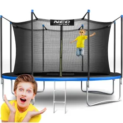 Trambulină de grădină 12ft/374cm cu plasă internă și scară Neo-Sport