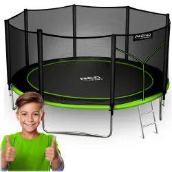 Trambulină de Grădină Neo-Sport 13ft/404cm cu Plasă Externă și Scară