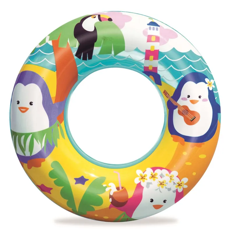 Colac de înot colorat pentru copii, design cu delfin Bestway 36113, perfect pentru plajă