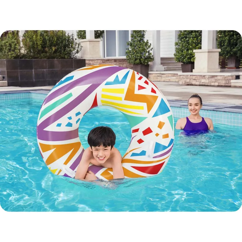 Colac de înot elegant alb 107cm Bestway 36228, perfect pentru plajă