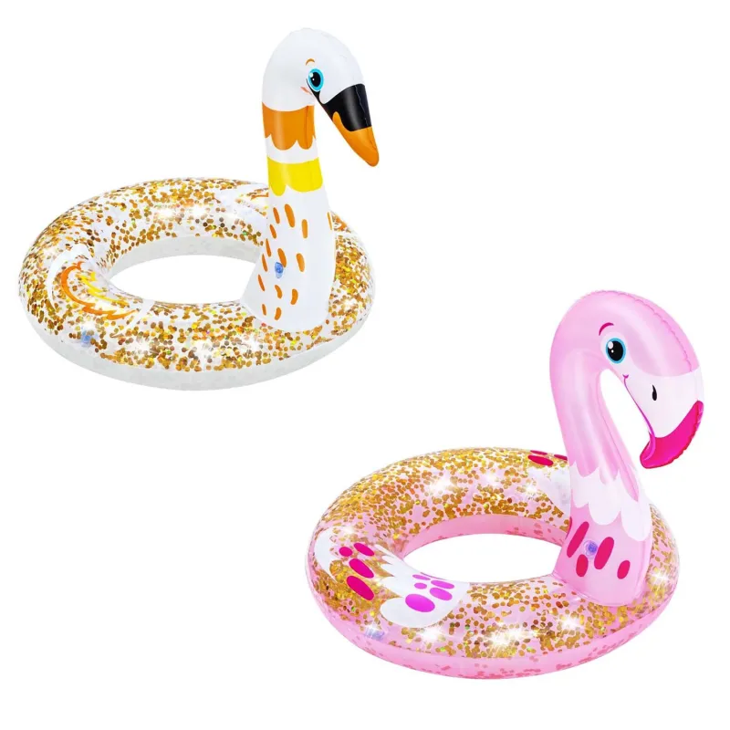 Colac de înot Bestway 36306 în formă de lebădă, design colorat, ideal pentru vară