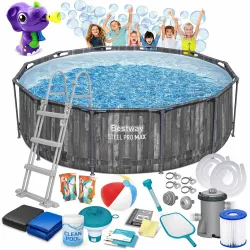 Piscină cu cadru 366 x 100 cm și mașină de făcut bule, ideală pentru grădină