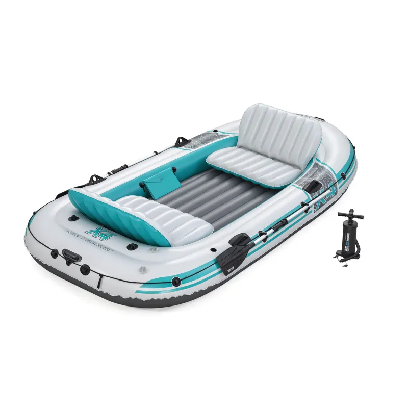 Ponton Hydro-Force Adventure X4 Bestway 65158 cu fund solid pentru stabilitate