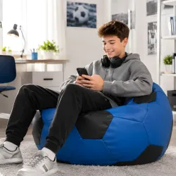 Fotoliu Puf Minge Fotbal XL pentru Copii - Piele Eco