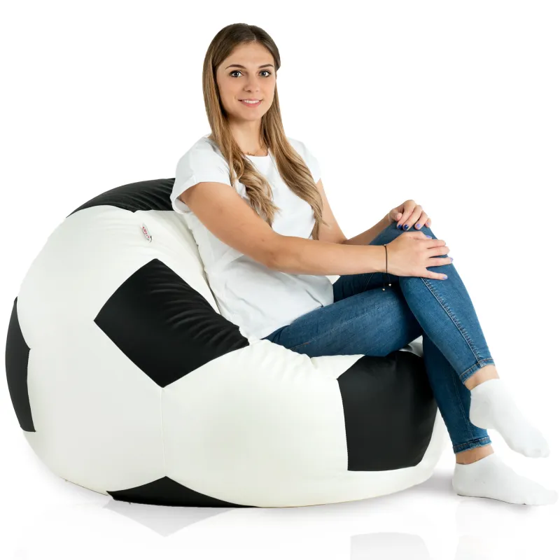 Negru fotoliu puf minge fotbal piele ecologica