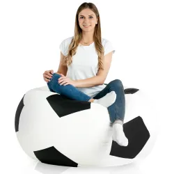 Negru fotoliu puf minge fotbal piele ecologica