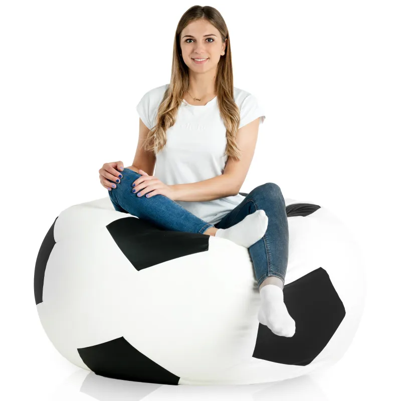 Negru fotoliu puf minge fotbal piele ecologica