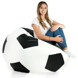 Negru fotoliu puf minge fotbal piele ecologica