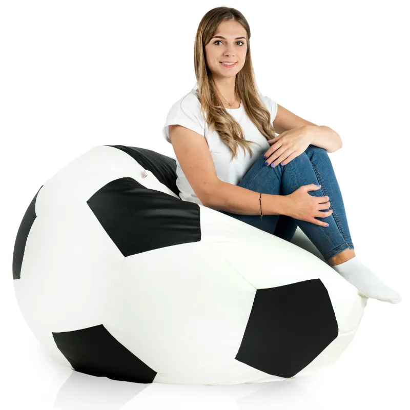 Negru fotoliu puf minge fotbal piele ecologica