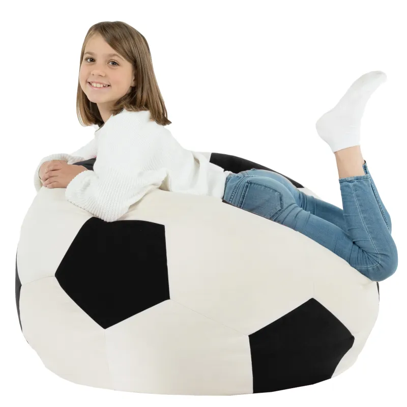 Negru fotoliu puf minge fotbal velvet