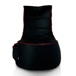 Fotoliu puf negru ergonomic din piele ecologică pentru confort sporit