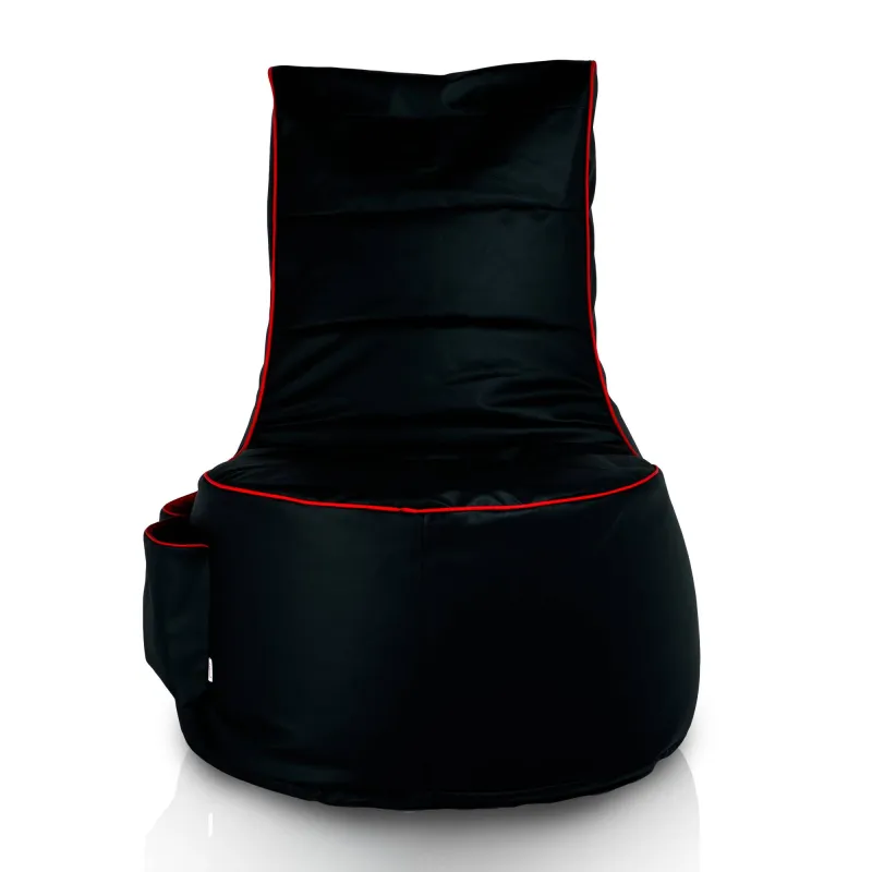 Fotoliu puf negru ergonomic din piele ecologică pentru confort sporit