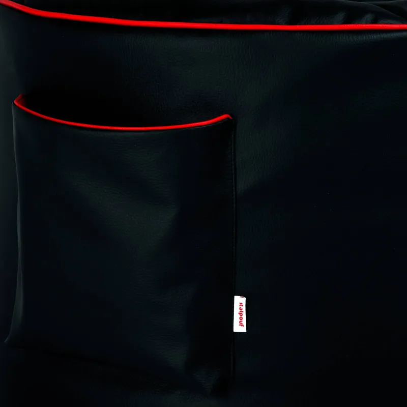 Fotoliu puf negru pentru gaming din piele ecologică, perfect pentru relaxare