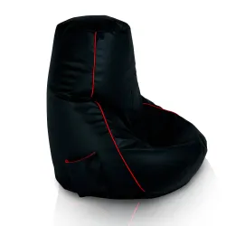 Fotoliu puf elegant negru din piele ecologică, perfect pentru sesiuni de gaming