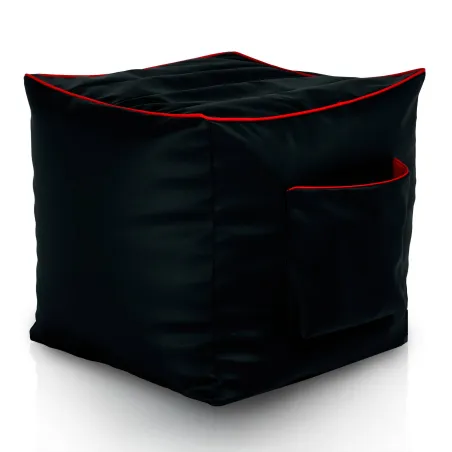Fotoliu puf gaming din piele ecologică neagră, perfect pentru camere moderne