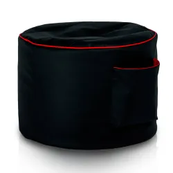 Taburet cilindric negru din piele ecologică pentru utilizare îndelungată