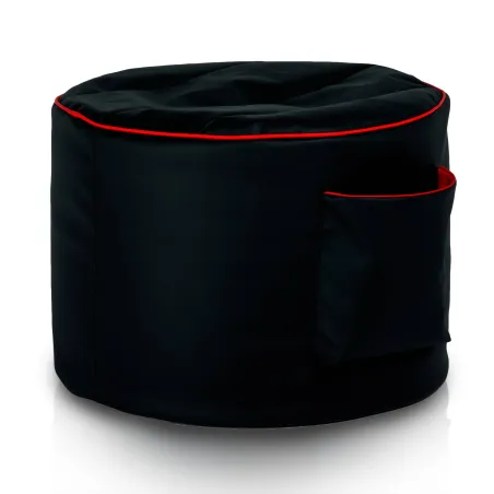 Taburet cilindric negru din piele ecologică pentru utilizare îndelungată